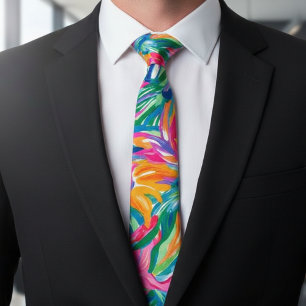 Vibrant Tropical Abstract Neck Tie