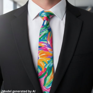Vibrant Tropical Abstract Neck Tie