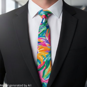 Vibrant Tropical Abstract  Neck Tie