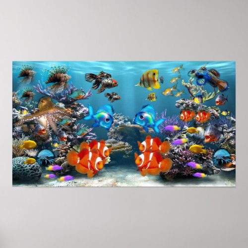 Vibrant Tropical Aquarium Poster