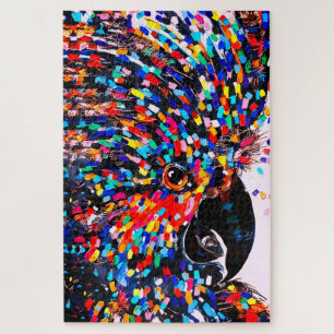 Vibrant Tropical Bird Wall Art in Expressionist Jigsaw Puzzle