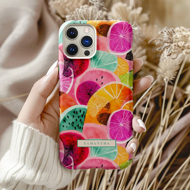 Vibrant Tropical Citrus Slice Pattern  Case-Mate iPhone Case (Dive into summer vibes with this energetic citrus slice design that bursts with life and color. )