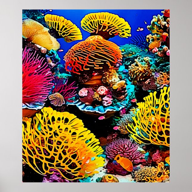 Vibrant Tropical Coral Garden Design Poster (Front)