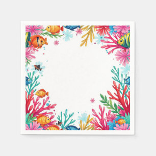 Vibrant Tropical Fish Coral Ocean Colorful Ocean Napkins