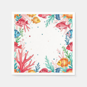 Vibrant Tropical Fish Coral Ocean Colorful Ocean Napkins