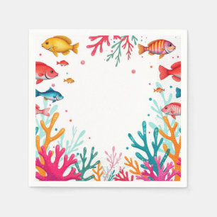 Vibrant Tropical Fish Coral Ocean Colorful Ocean Napkins