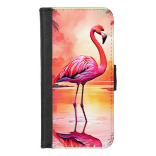 Vibrant Tropical Flamingo Glow Design iPhone 8/7 Wallet Case