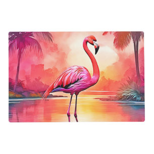 Vibrant Tropical Flamingo Glow Design Placemat