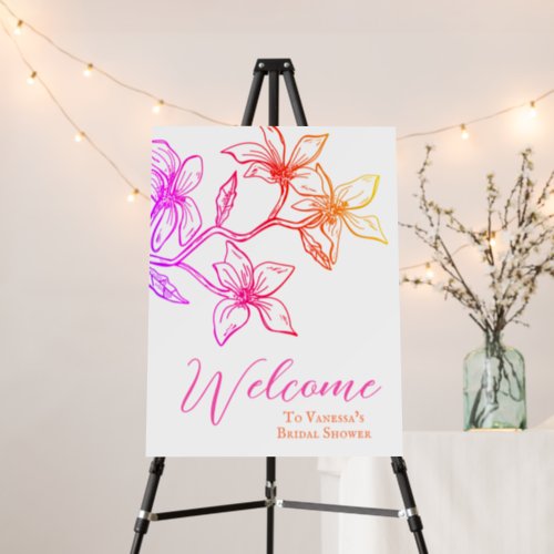  Vibrant Tropical Floral Bridal Shower Welcome Foam Board