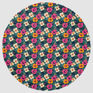 Vibrant Tropical Floral Pattern in Pink and Green Beach Towel