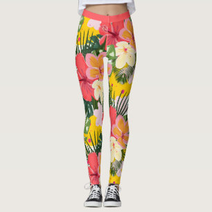 Vibrant Tropical Floral Pattern Leggings