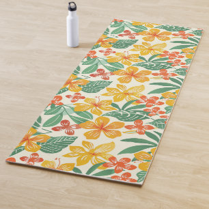 Vibrant Tropical Floral Pattern Yoga Mat