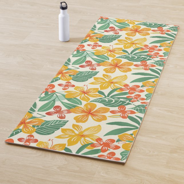 Vibrant Tropical Floral Pattern Yoga Mat (In Situ)