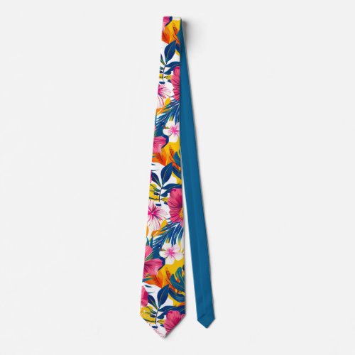 Vibrant Tropical Floral Trendy Island Design Neck Tie