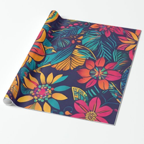 Vibrant Tropical Floral Wrapping Paper