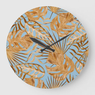 Vibrant Tropical Flowers: Colorful Seamless. Large Clock