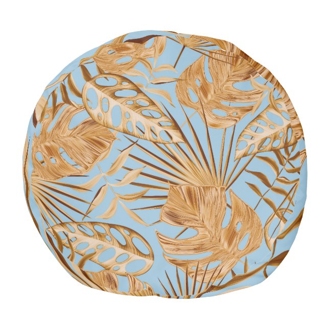 Vibrant Tropical Flowers: Colorful Seamless. Pouf (Bottom)