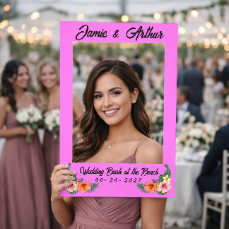 Vibrant Tropical Flowers Hawaii Hot Pink Selfie Frame