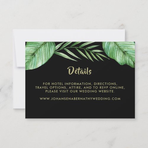 Vibrant Tropical Foliage Wedding Details Invitation