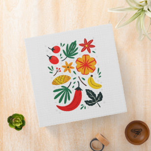 Vibrant Tropical Fruit Folk Art Floral 3 Ring Binder