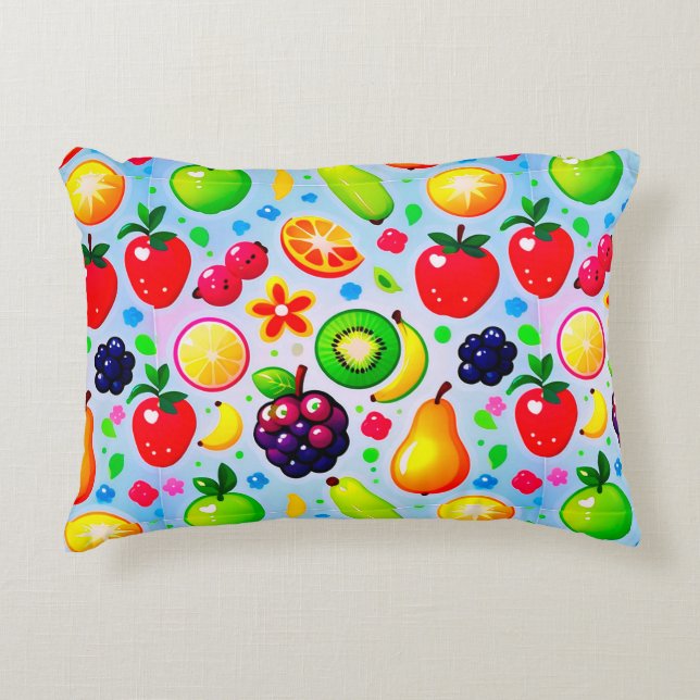 Vibrant Tropical Fruits Accent Pillow (Front)