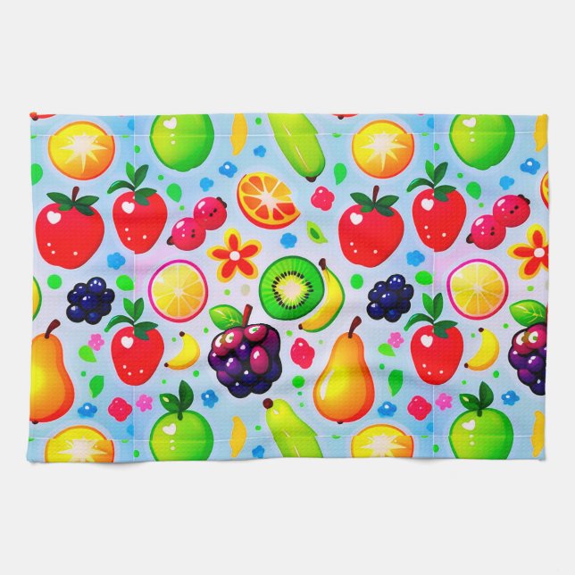 Vibrant Tropical Fruits Kitchen Towel (Horizontal)