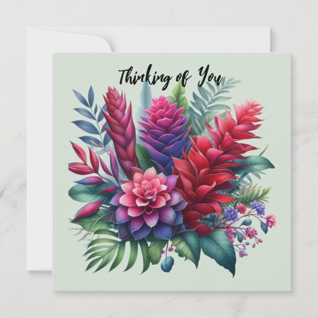 Vibrant Tropical Ginger Flowers Card (Front)