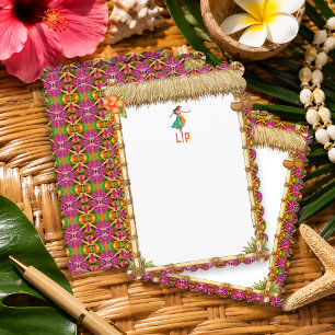 Vibrant Tropical Hawaiian Tiki Luau Bamboo Note Ca Card