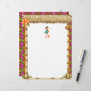 Vibrant Tropical Hawaiian Tiki Luau Monogrammed  Letterhead