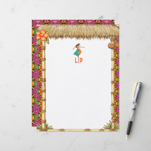 Vibrant Tropical Hawaiian Tiki Luau Monogrammed  Letterhead