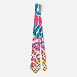 Vibrant Tropical Leaves and Exotic Botanical Neck Tie