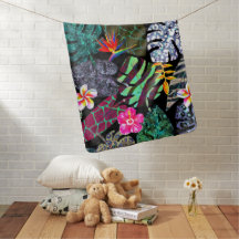 Vibrant Tropical Leaves and Flowers Pattern
