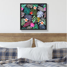 Vibrant Tropical Leaves and Flowers Pattern