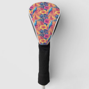 Vibrant Tropical Leaves and Parrots Summer Pattern Golf Head Cover