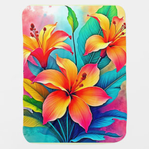 Vibrant Tropical Lilies: Summer Soul Baby Blanket