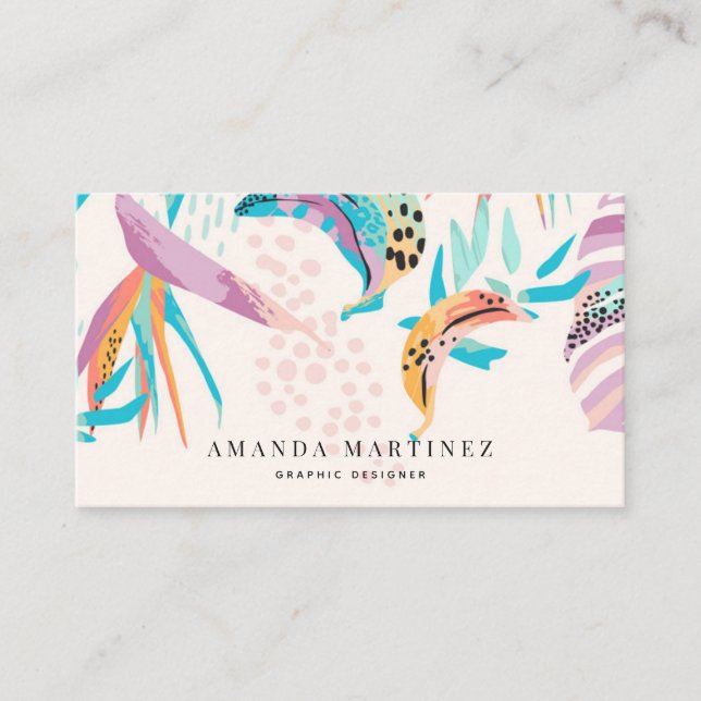 Vibrant Tropical Motif Business Card (Front)