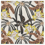 Vibrant tropical oasis exotic frog - yellow brown  fabric