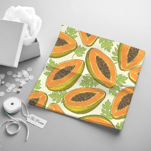 Vibrant Tropical Papaya Fruit and Leaf Pattern Wrapping Paper Sheets