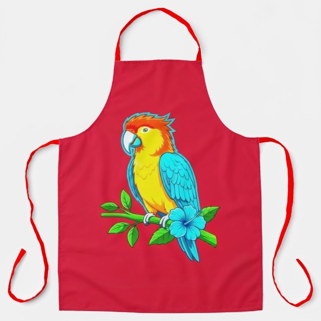 Vibrant Tropical Parrot Culinary Apron (Front)