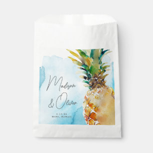 Vibrant Tropical Pineapple Watercolor Wedding Favor Bag