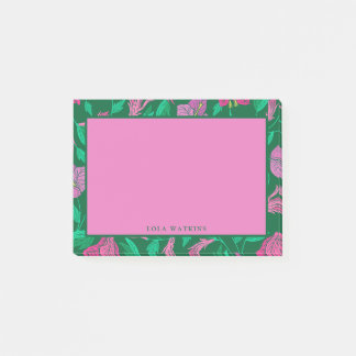 Vibrant Tropical Pink and Green Floral Pattern  Post-it Notes