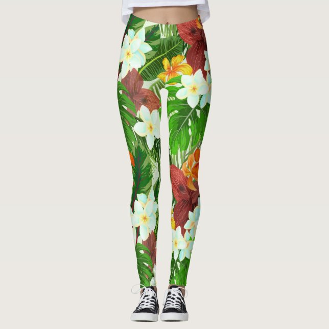 Vibrant Tropical Rain Forest Leggings (Front)
