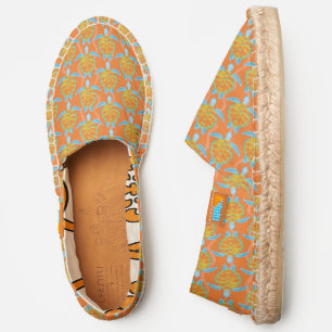 Vibrant Tropical Sea Turtle Orange Design Espadrilles