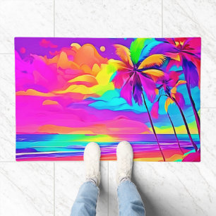 Vibrant Tropical Shore Art Doormat