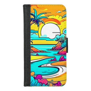 Vibrant Tropical Sunset Beach iPhone 8/7 Wallet Case