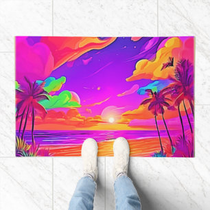 Vibrant Tropical Sunset Doormat