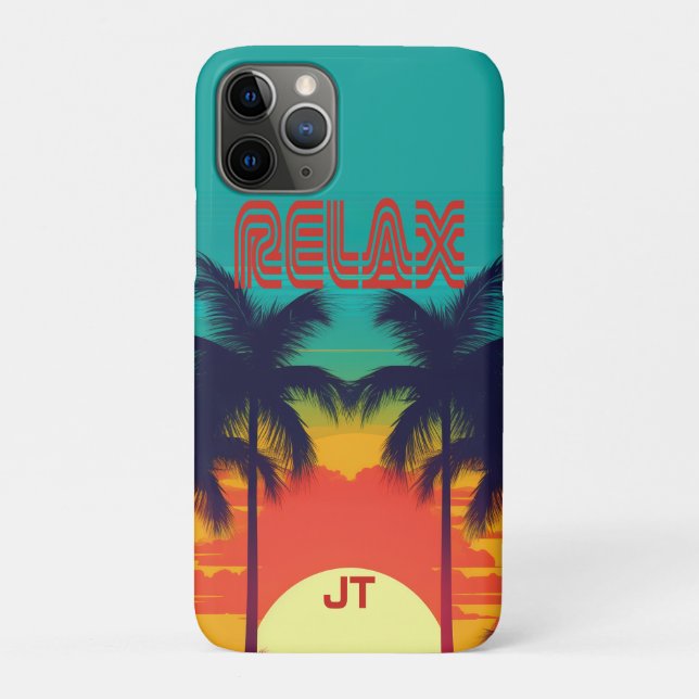 Vibrant Tropical Sunset Retro 80s Style Case-Mate iPhone Case (Back)