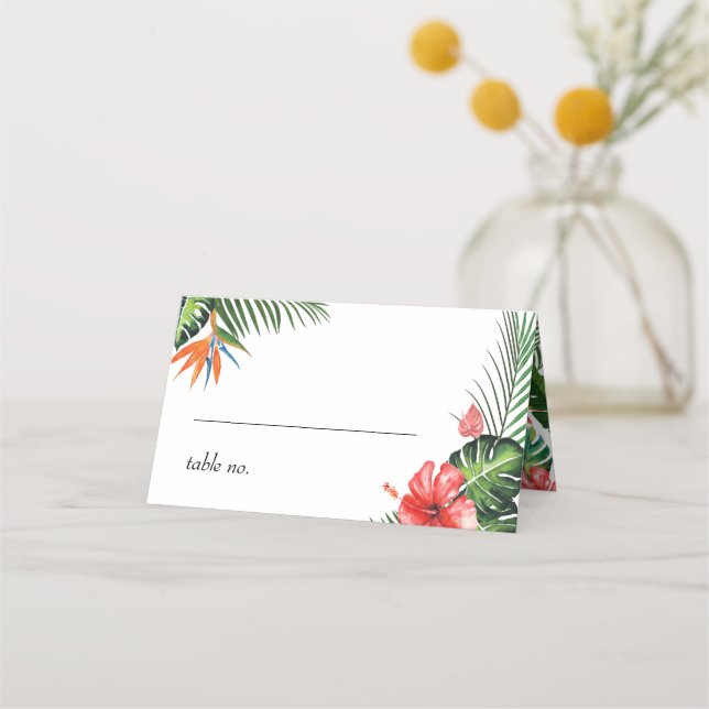 Vibrant Tropical Themed Wedding Place Card (Front)