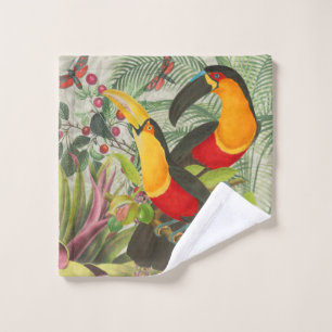 Vibrant Tropical Toucan Birds Art Exotic Jungle Bath Towel Set