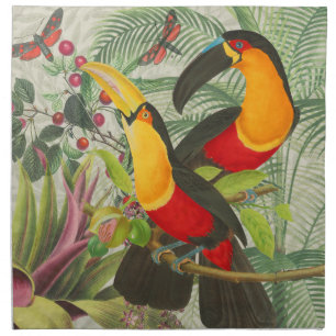 Vibrant Tropical Toucan Birds Art Exotic Jungle Cloth Napkin